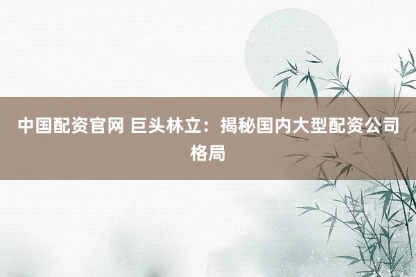 中国配资官网 巨头林立：揭秘国内大型配资公司格局